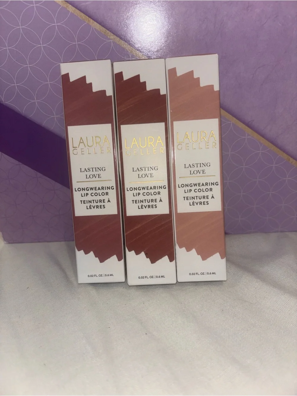 Laura Geller Lasting Love Longwear Lip Color Set NIB Mauve Buff Ginger